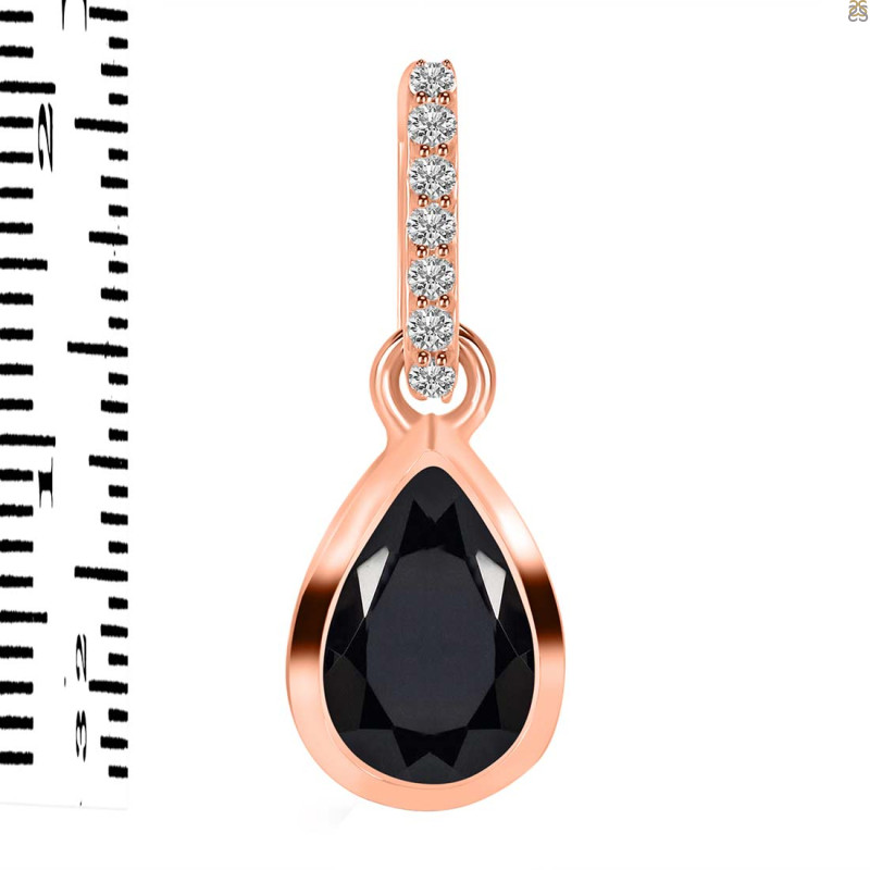 Black Tourmaline & White Topaz Pendant BLS-RDP-956-CZ-LOOP.