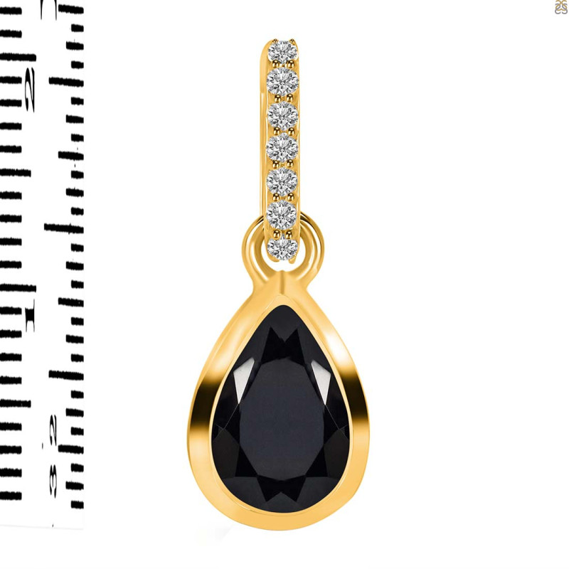 Black Tourmaline & White Topaz Pendant BLS-RDP-956-CZ-LOOP.