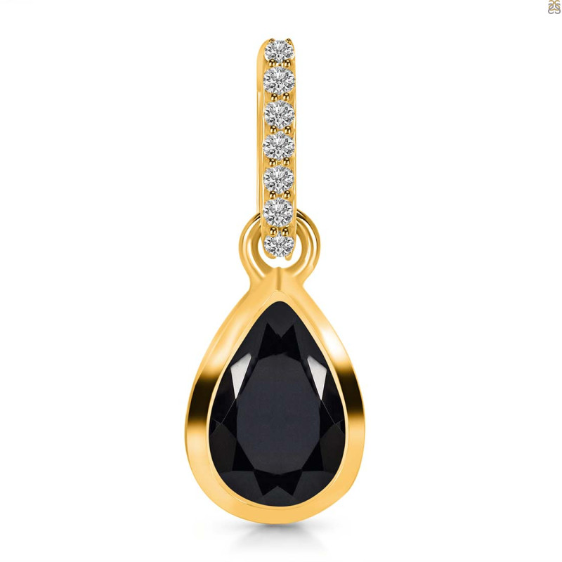 Black Tourmaline & White Topaz Pendant BLS-RDP-956-CZ-LOOP.