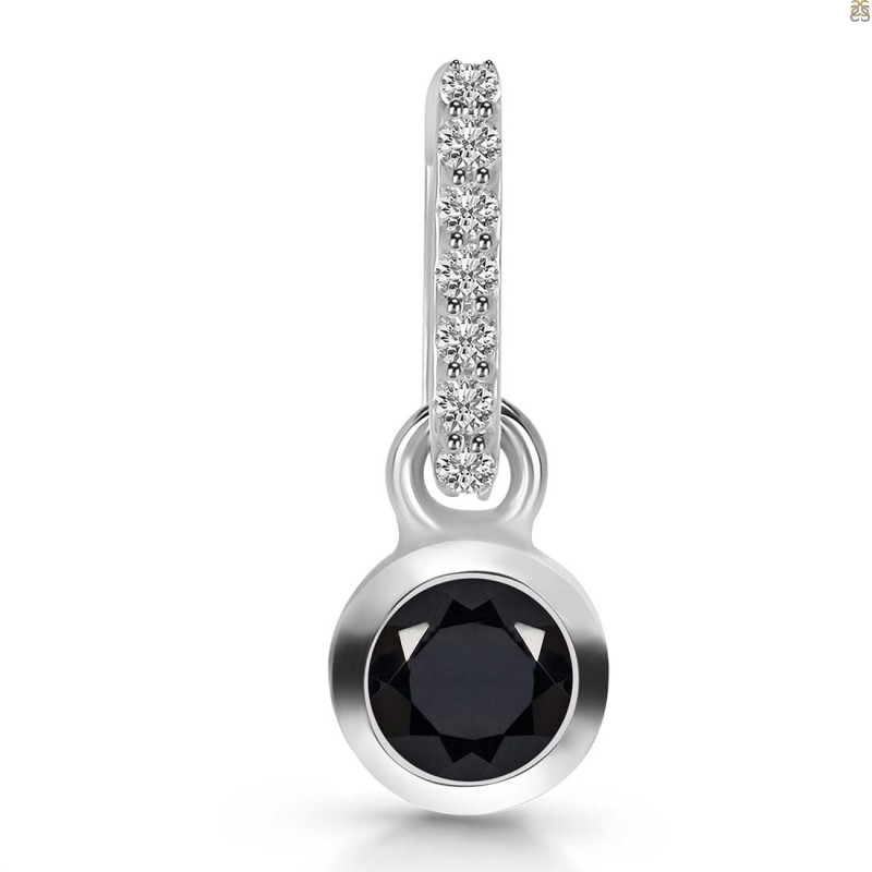 Black Tourmaline & White Topaz Pendant BLS-RDP-957-CZ-LOOP.