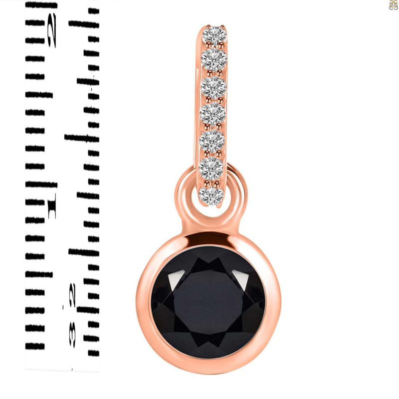 Black Tourmaline & White Topaz Pendant BLS-RDP-958-CZ-LOOP.
