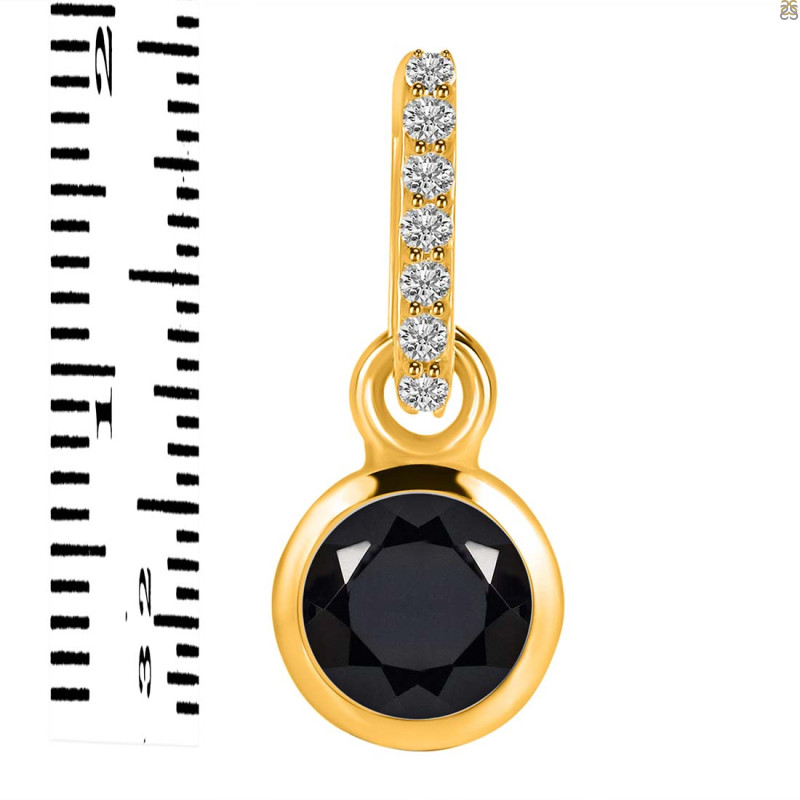 Black Tourmaline & White Topaz Pendant BLS-RDP-958-CZ-LOOP.