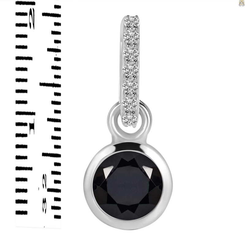 Black Tourmaline & White Topaz Pendant BLS-RDP-958-CZ-LOOP.