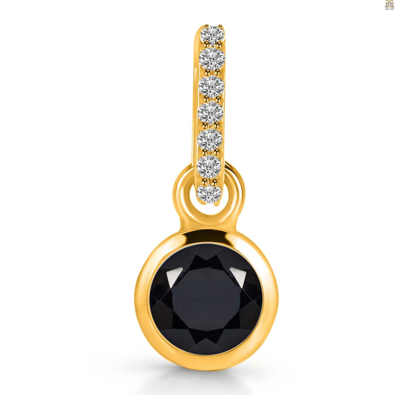 Black Tourmaline & White Topaz Pendant BLS-RDP-958-CZ-LOOP.