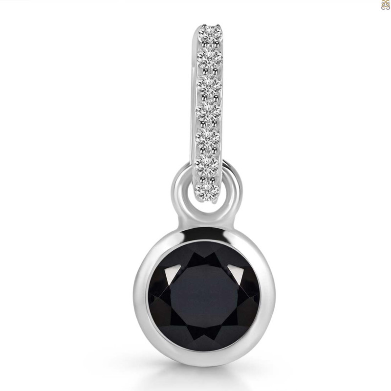 Black Tourmaline & White Topaz Pendant BLS-RDP-958-CZ-LOOP.