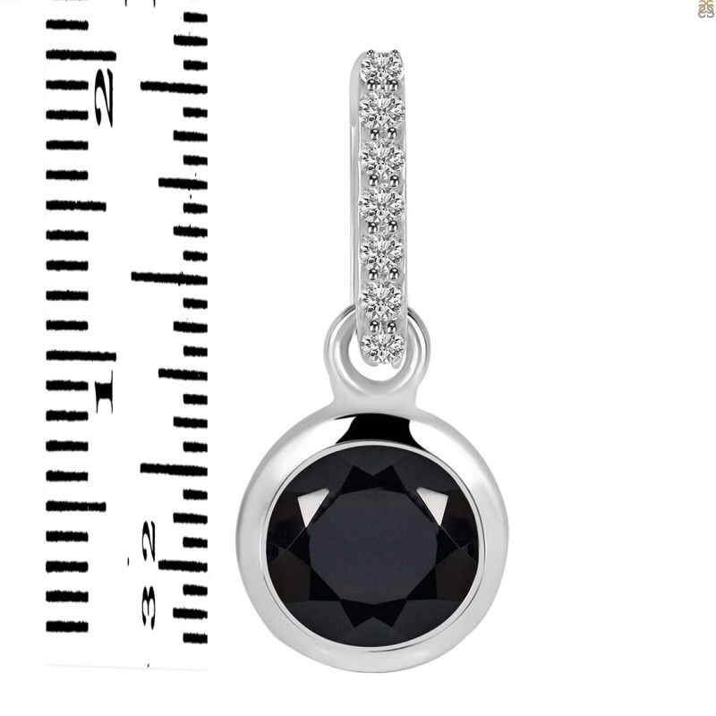 Black Tourmaline & White Topaz Pendant BLS-RDP-959-CZ-LOOP.