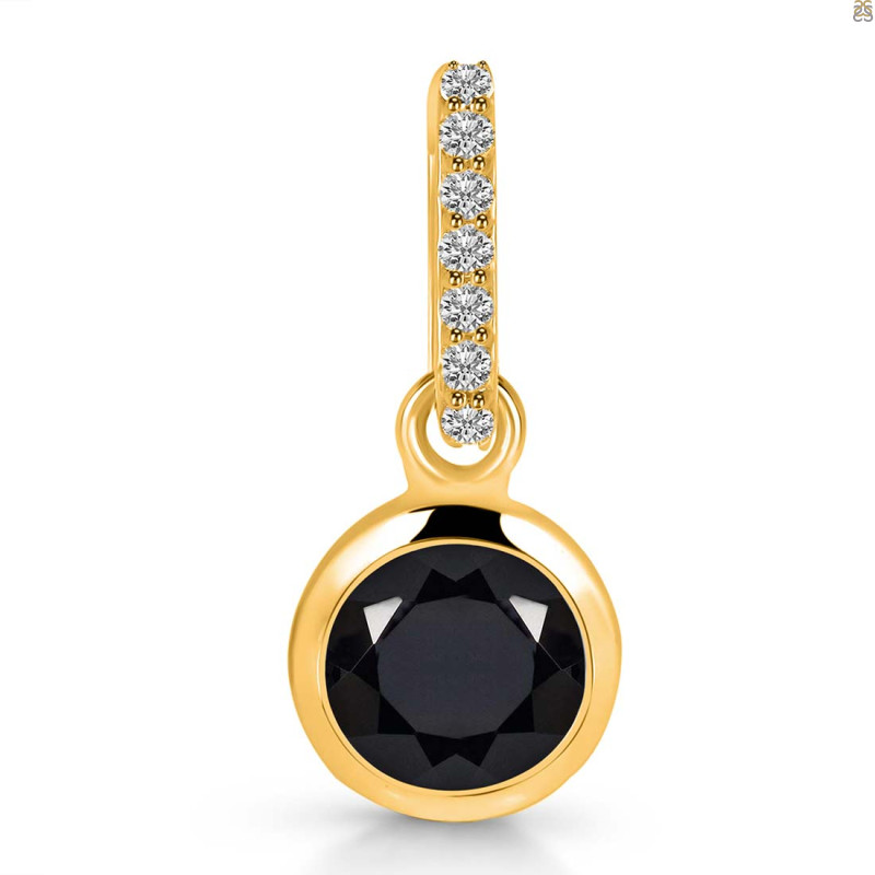 Black Tourmaline & White Topaz Pendant BLS-RDP-959-CZ-LOOP.