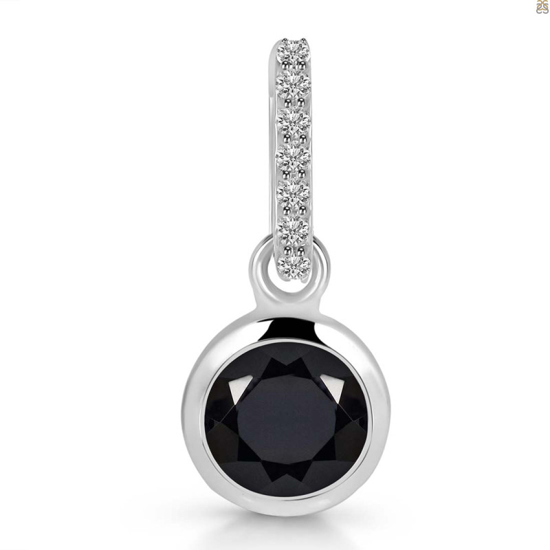 Black Tourmaline & White Topaz Pendant BLS-RDP-959-CZ-LOOP.