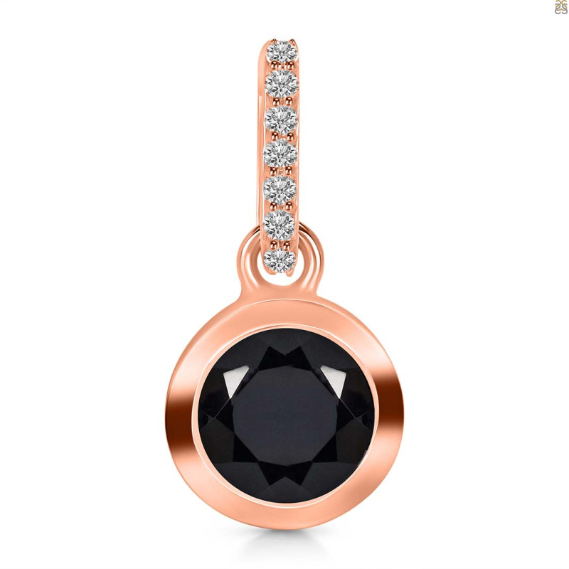 Black Tourmaline & White Topaz Pendant BLS-RDP-960-CZ-LOOP.
