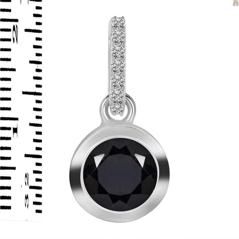 Black Tourmaline & White Topaz Pendant BLS-RDP-960-CZ-LOOP.