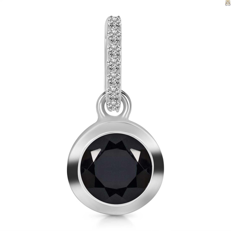 Black Tourmaline & White Topaz Pendant BLS-RDP-960-CZ-LOOP.