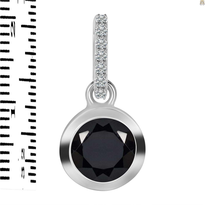 Black Tourmaline & White Topaz Pendant BLS-RDP-992-CZ-LOOP.
