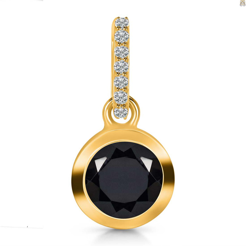 Black Tourmaline & White Topaz Pendant BLS-RDP-992-CZ-LOOP.