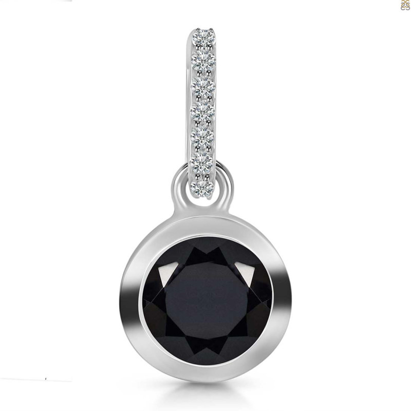 Black Tourmaline & White Topaz Pendant BLS-RDP-992-CZ-LOOP.