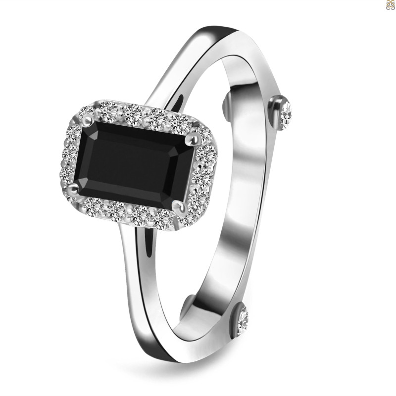 Black Tourmaline & White Topaz Ring