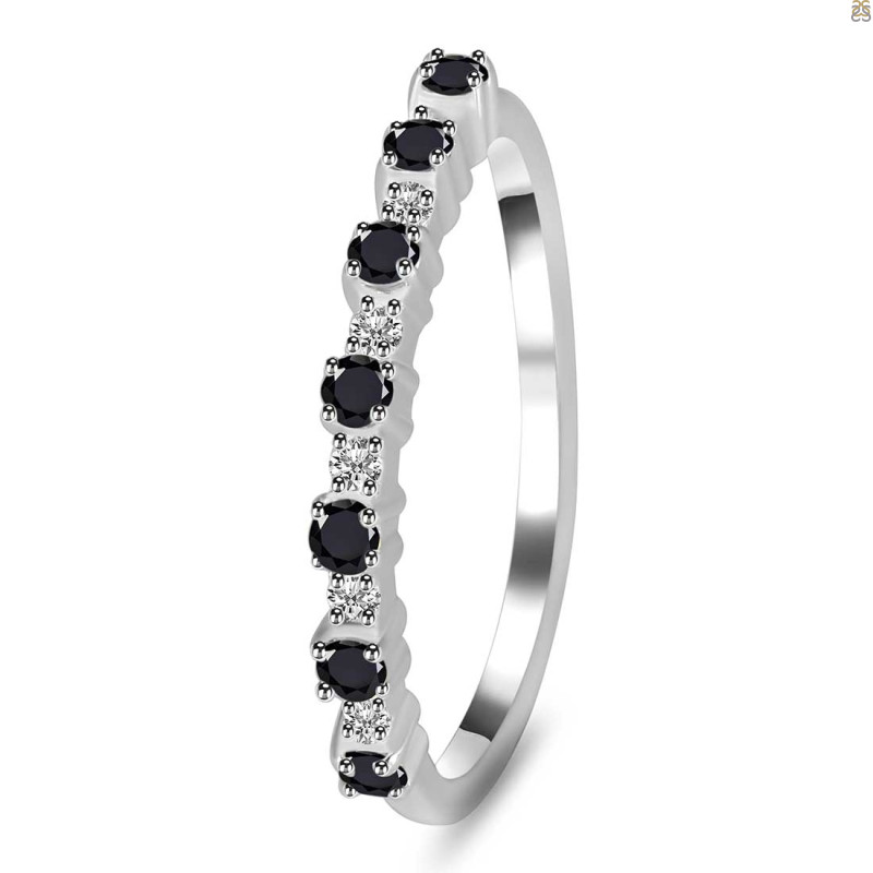 Black Tourmaline & White Topaz Ring BLS-RDR-2201.