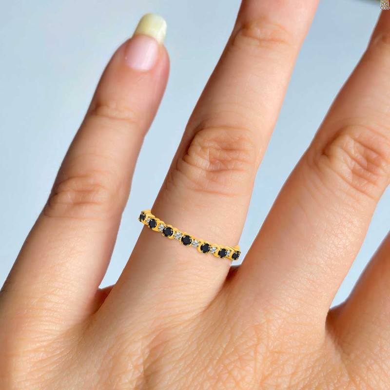 Black Tourmaline & White Topaz Ring BLS-RDR-2201.