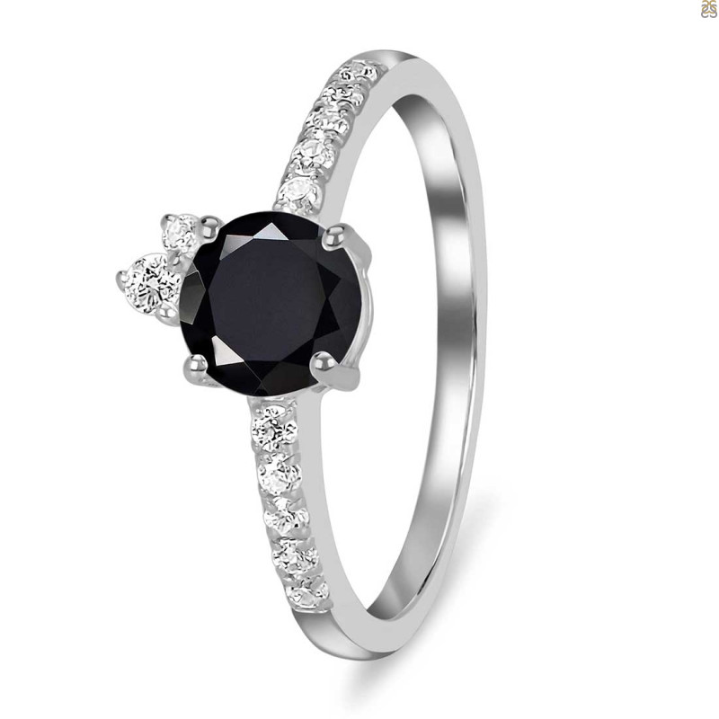 Black Tourmaline & White Topaz Ring