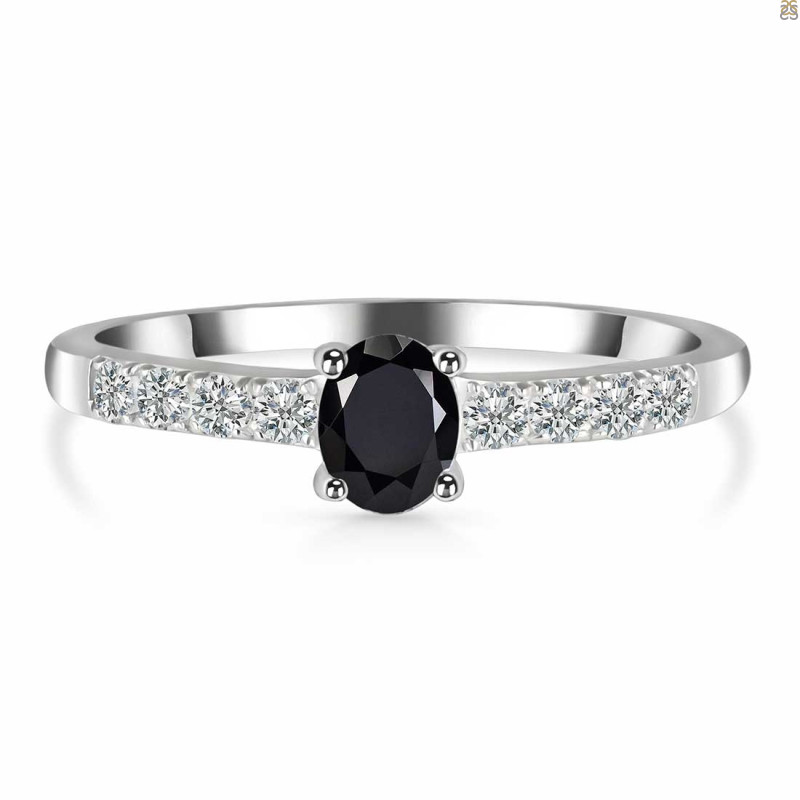 Black Tourmaline & White Topaz Ring BLS-RDR-2538.
