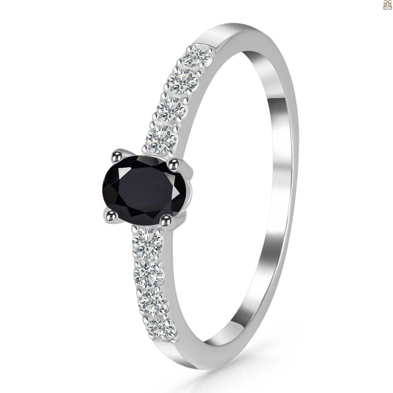 Black Tourmaline & White Topaz Ring BLS-RDR-2538.