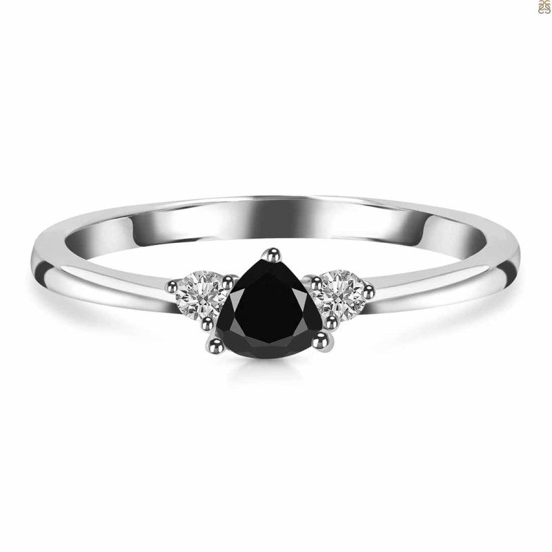 Black Tourmaline  & White Topaz Ring BLS-RDR-2543.