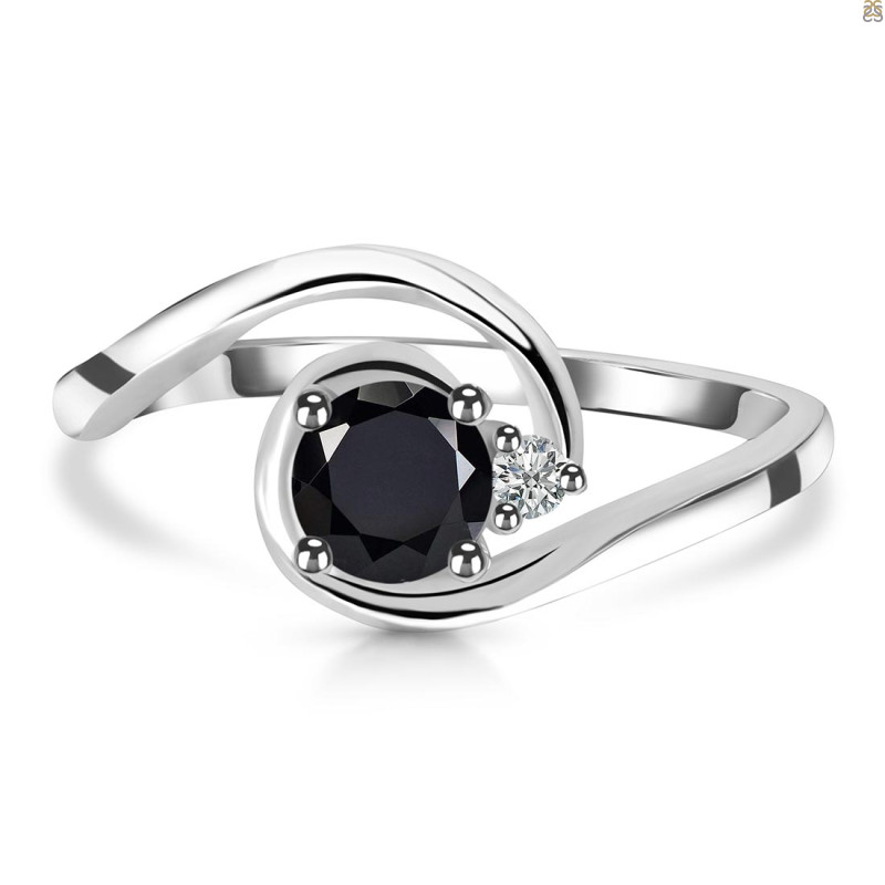 Black Tourmaline & White Topaz Ring BLS-RDR-2622.