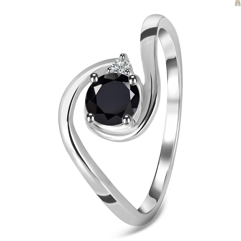 Black Tourmaline & White Topaz Ring BLS-RDR-2622.