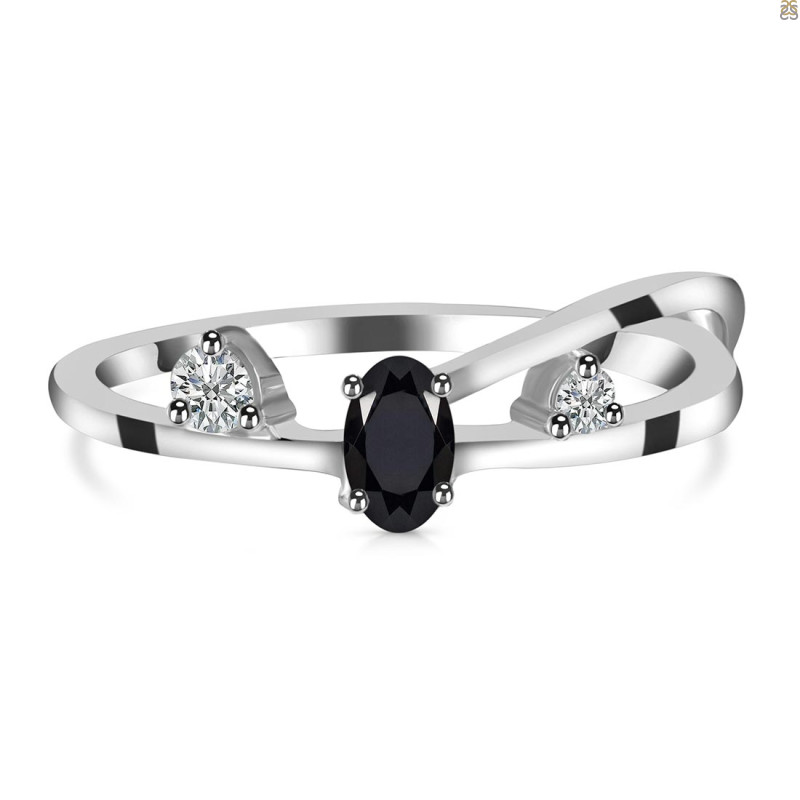 Black Tourmaline & White Topaz Ring BLS-RDR-2629.