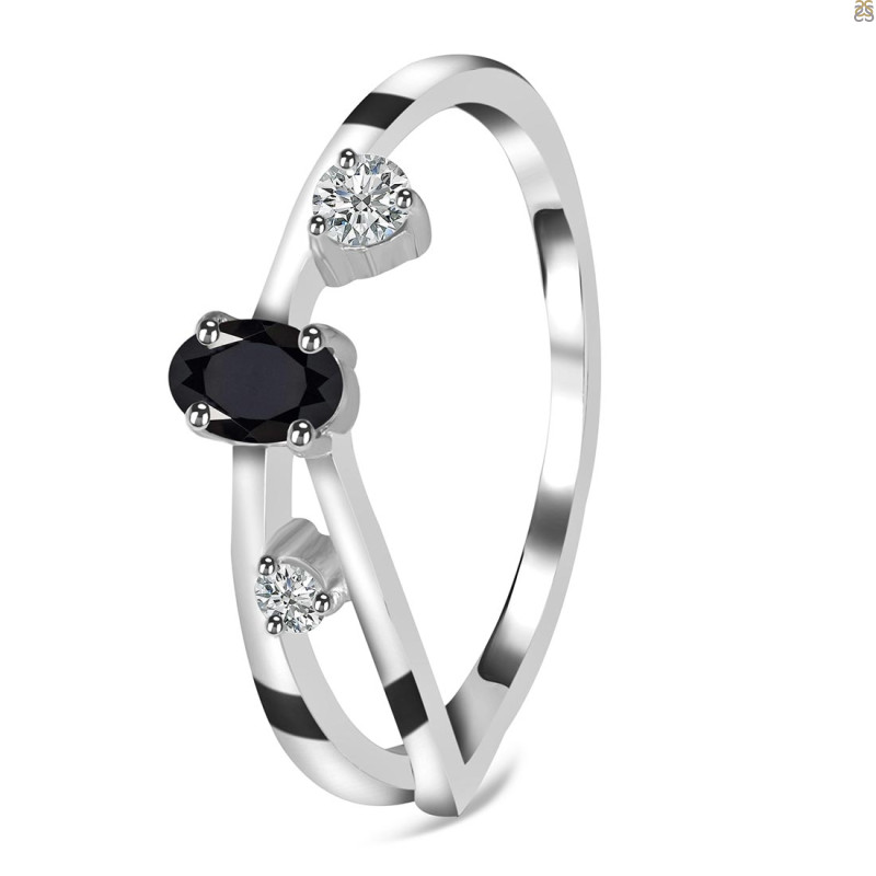Black Tourmaline & White Topaz Ring BLS-RDR-2629.