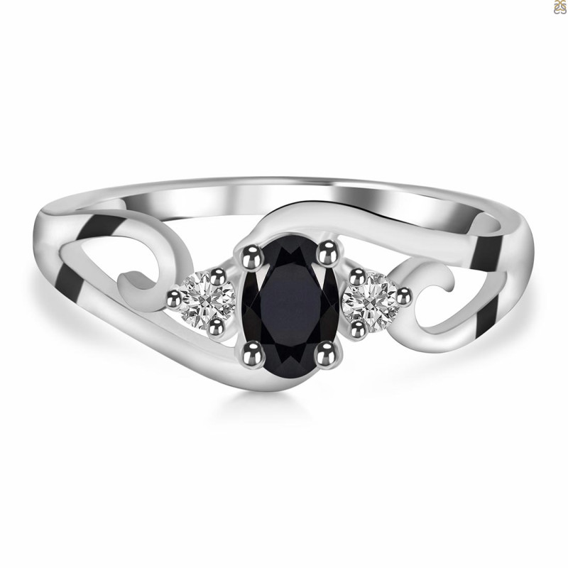 Black Tourmaline & White Topaz Ring BLS-RDR-2631.