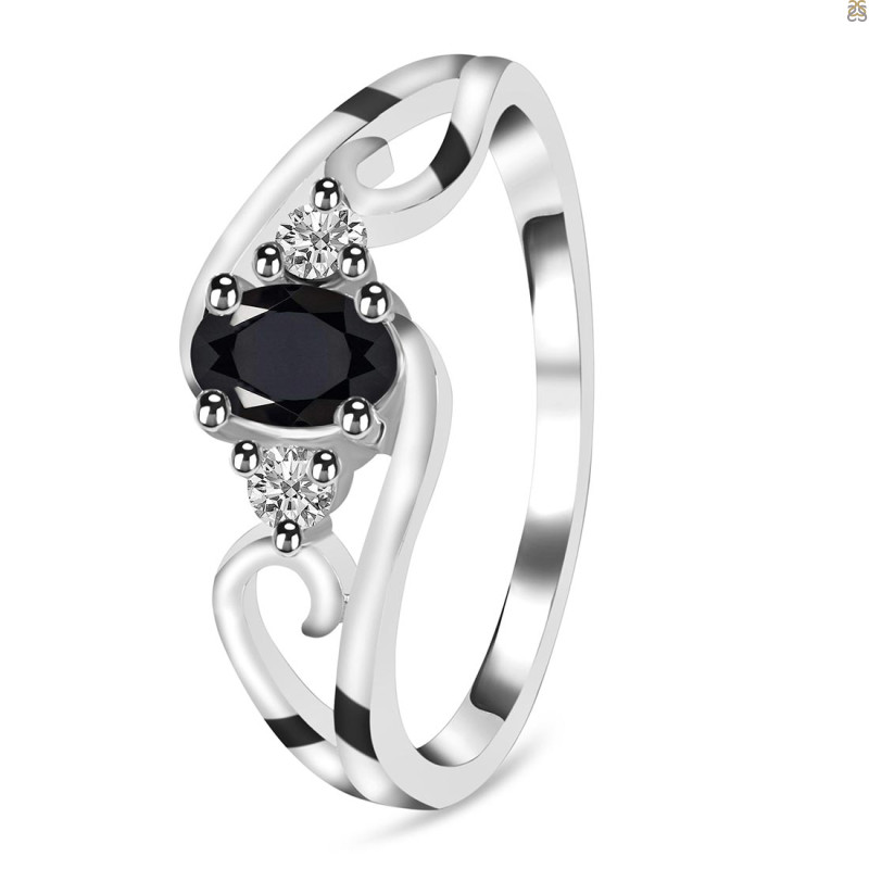 Black Tourmaline & White Topaz Ring BLS-RDR-2631.