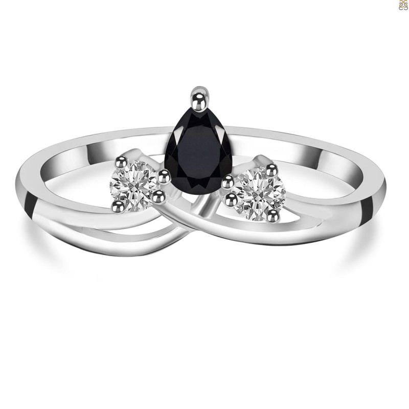Black Tourmaline & White Topaz Ring BLS-RDR-2660.
