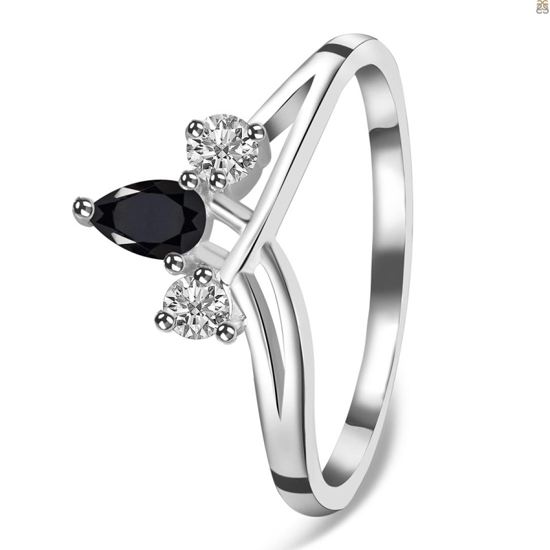 Black Tourmaline & White Topaz Ring BLS-RDR-2660.