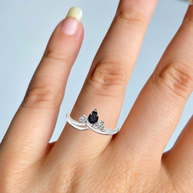 Black Tourmaline & White Topaz Ring BLS-RDR-2660.
