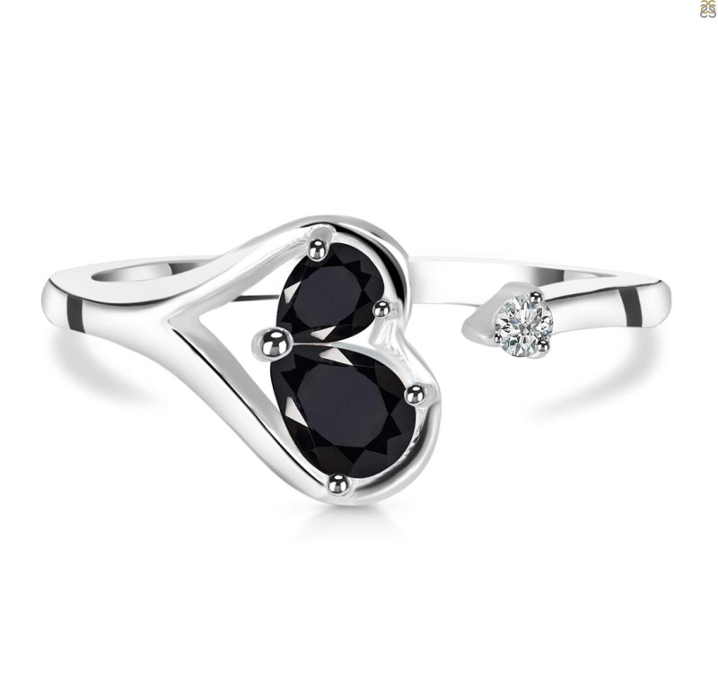 Black Tourmaline & White Topaz Ring BLS-RDR-2675.