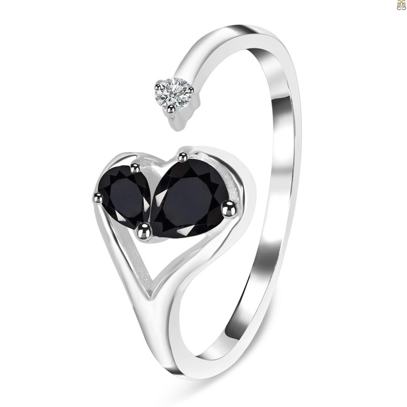 Black Tourmaline & White Topaz Ring BLS-RDR-2675.