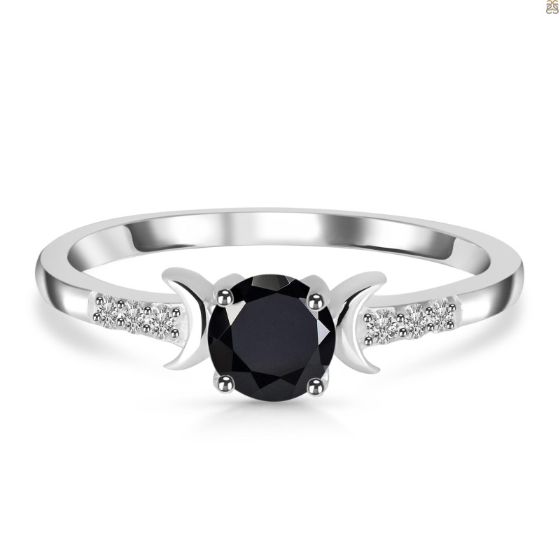 Black Tourmaline & White Topaz Ring BLS-RDR-2845.