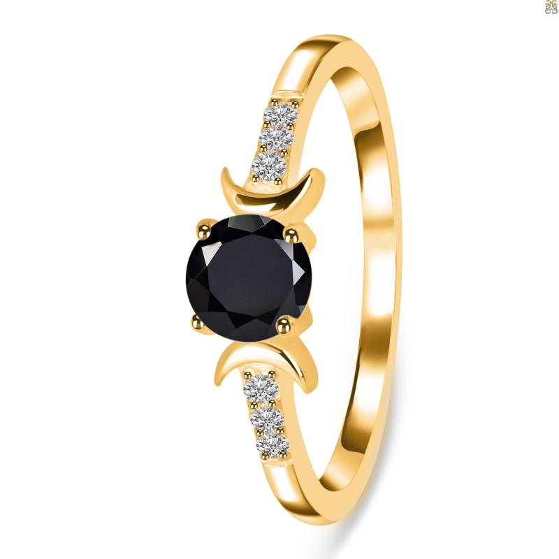 Black Tourmaline & White Topaz Ring BLS-RDR-2845.