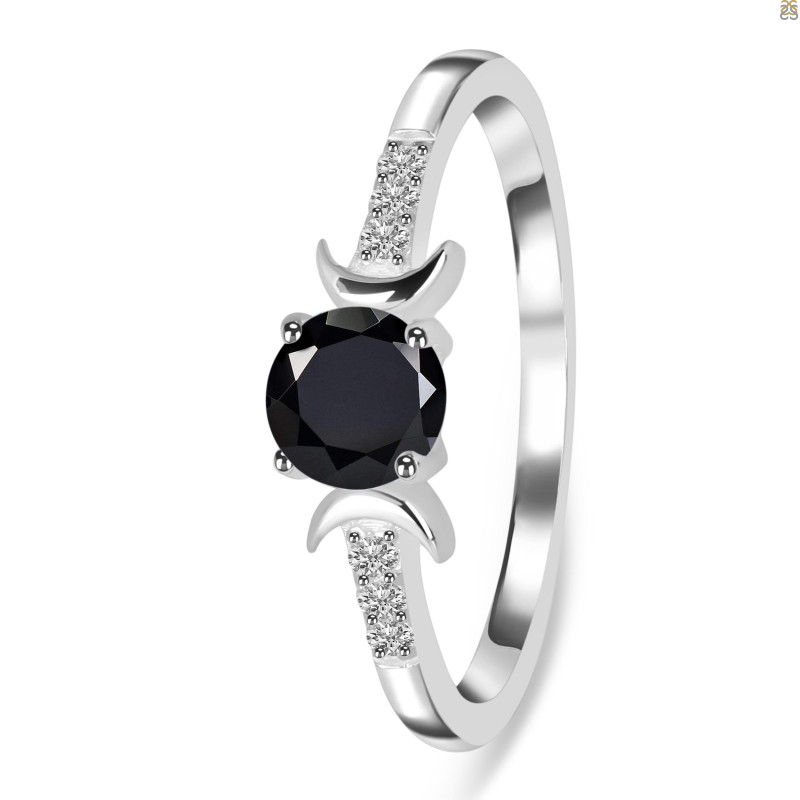 Black Tourmaline & White Topaz Ring