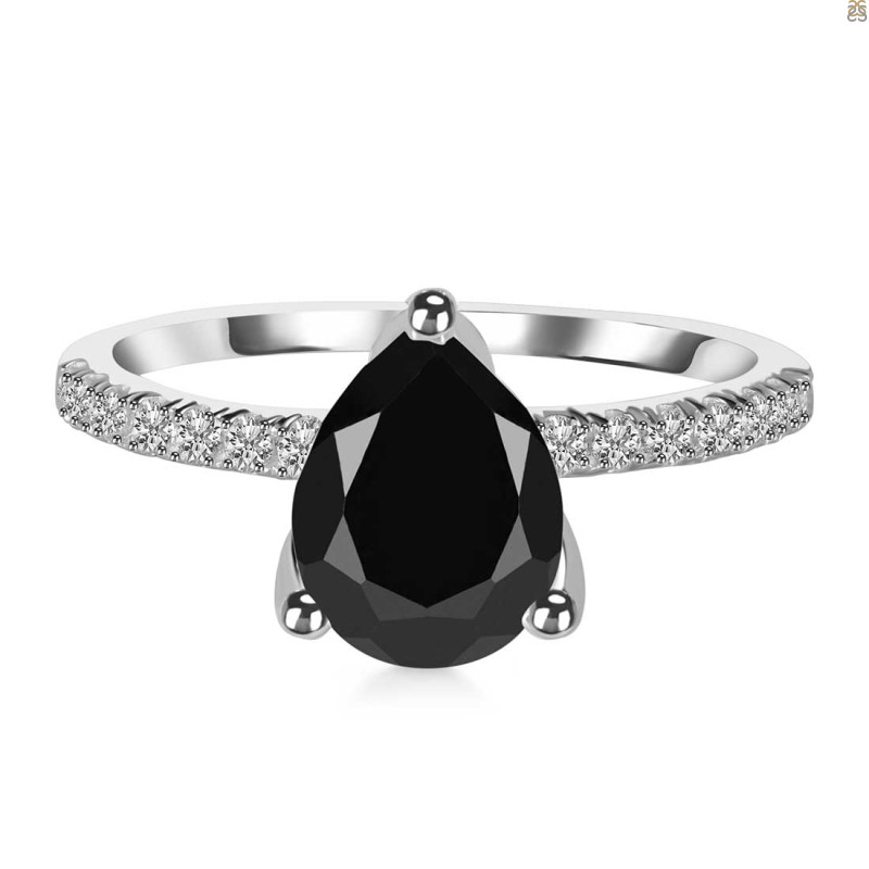 Black Tourmaline & White Topaz Ring BLS-RDR-2860.