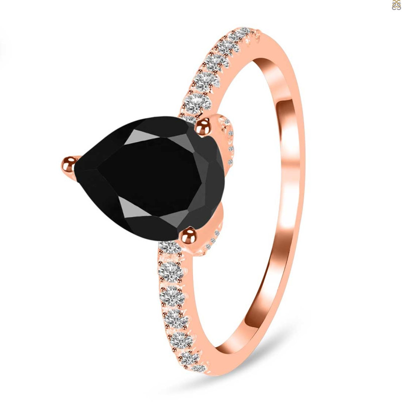 Black Tourmaline & White Topaz Ring BLS-RDR-2860.