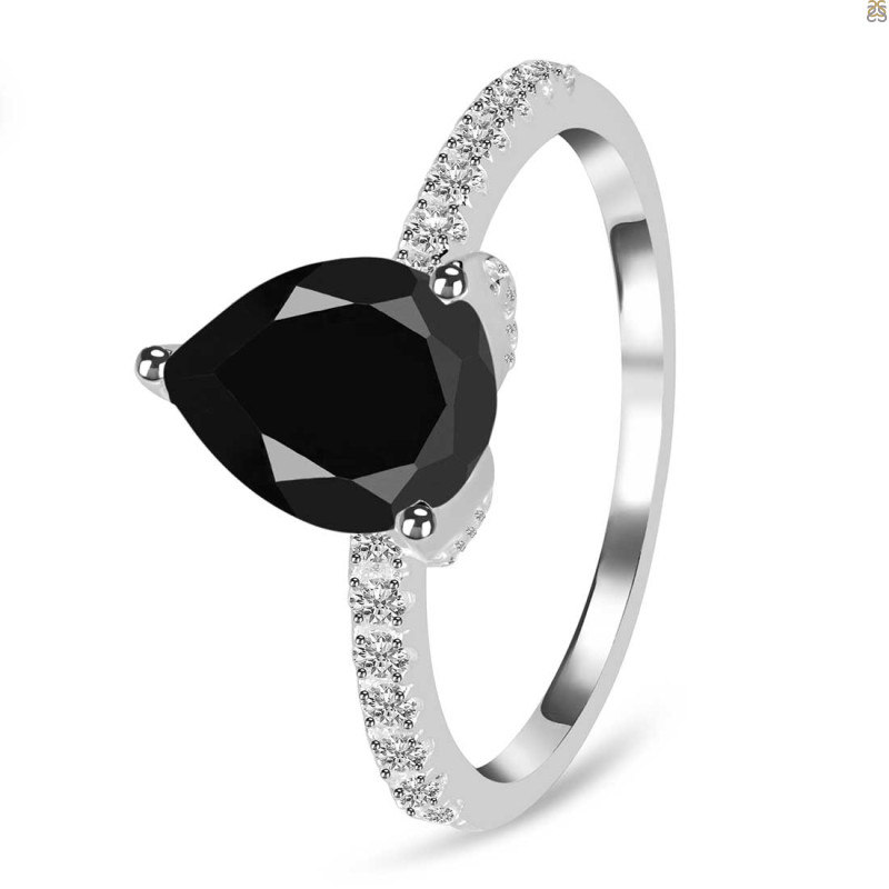 Black Tourmaline & White Topaz Ring BLS-RDR-2860.