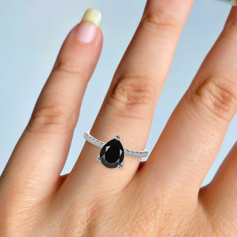 Black Tourmaline & White Topaz Ring BLS-RDR-2860.