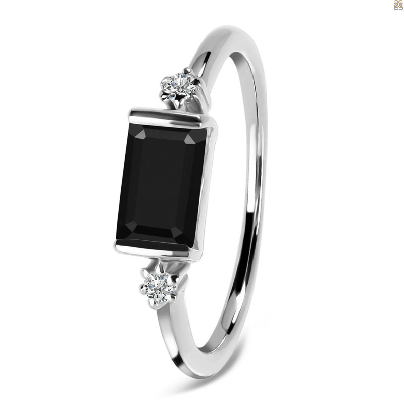 Black Tourmaline & White Topaz Ring