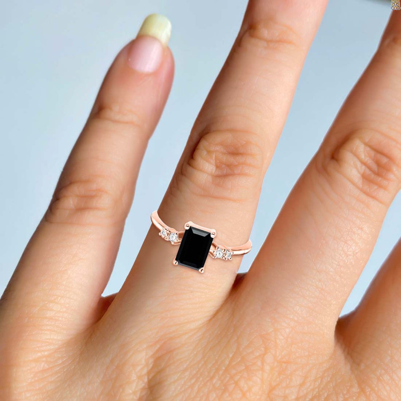 Black Tourmaline & White Topaz Ring BLS-RR-139.