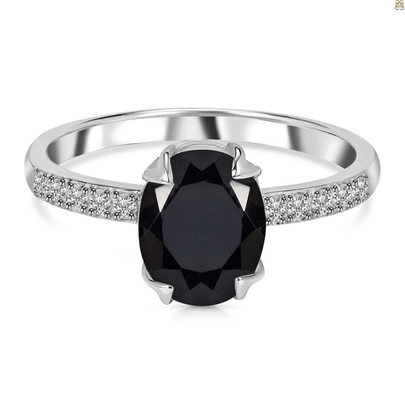 Black Tourmaline & White Topaz Ring BLS-RR-207.