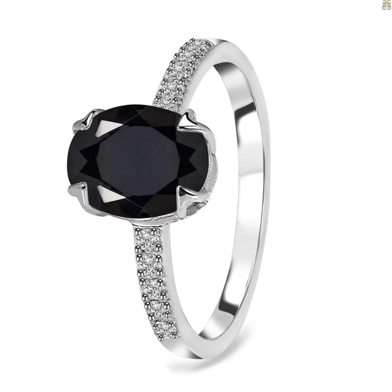 Black Tourmaline & White Topaz Ring