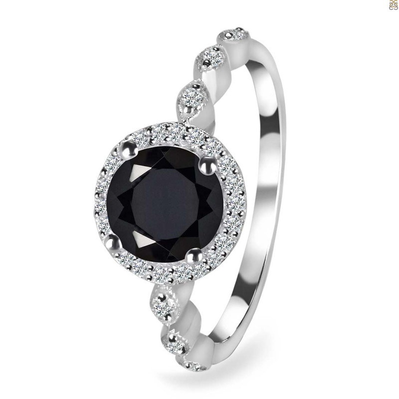 Black Tourmaline & White Topaz Ring