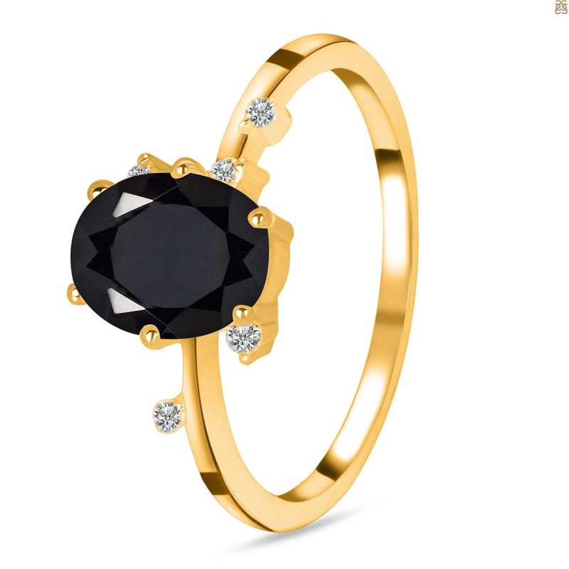 Black Tourmaline & White Topaz Ring BLS-RR-318.
