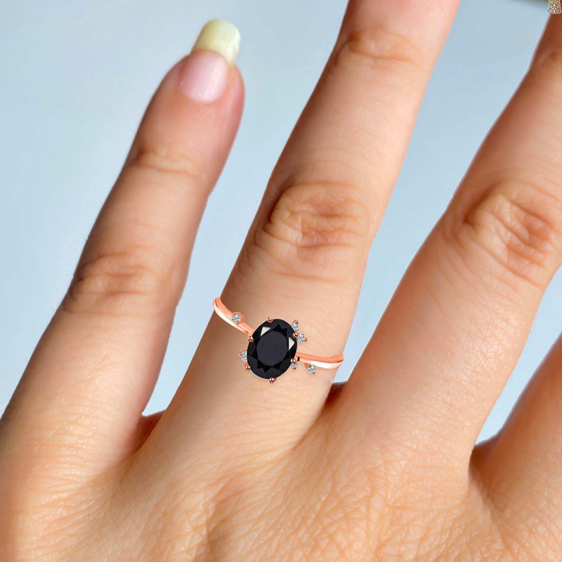 Black Tourmaline & White Topaz Ring BLS-RR-318.